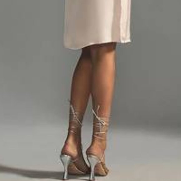 Brand New By Anthropologie Flutter-Sleeve Satin Sheath Dress - Picture 5 of 15